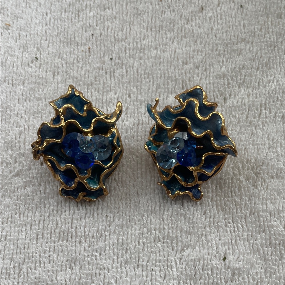 Elegant Blue and Gold Earrings